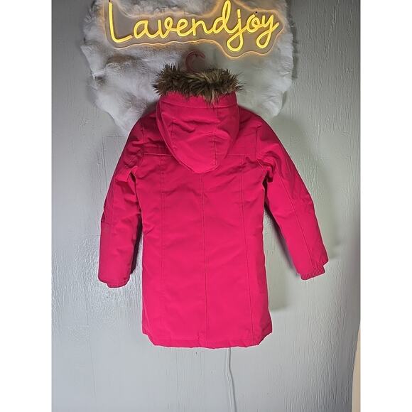 GAP Kids Warmest Pink Parka Jacket Coat Faux Fur Hoodie Size Medium Ski Winter - Picture 8 of 9